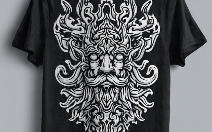 Mystic Tribal Guardian Graphic T-Shirt | Bold Black Cotton Tee