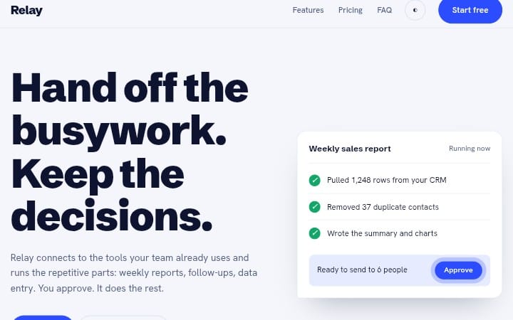 Dark mode responsive SaaS landing page template with headline and dashboard notification card layout