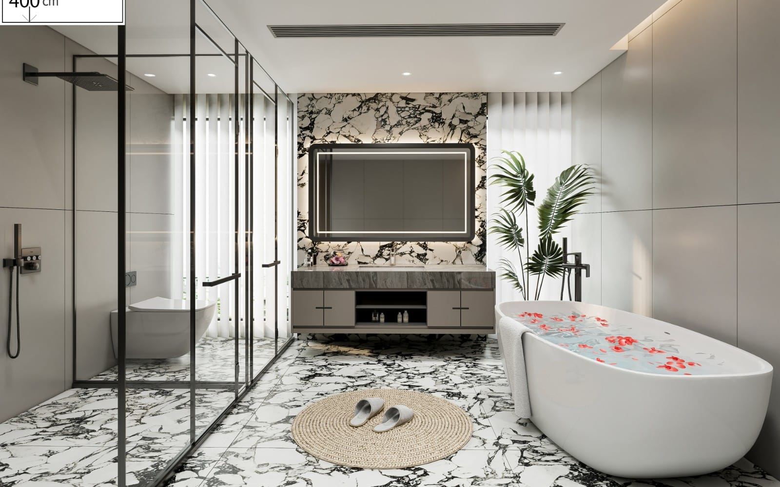 RENDER-READY Modern Bathroom 3D Model | SketchUp + Enscape scene 11