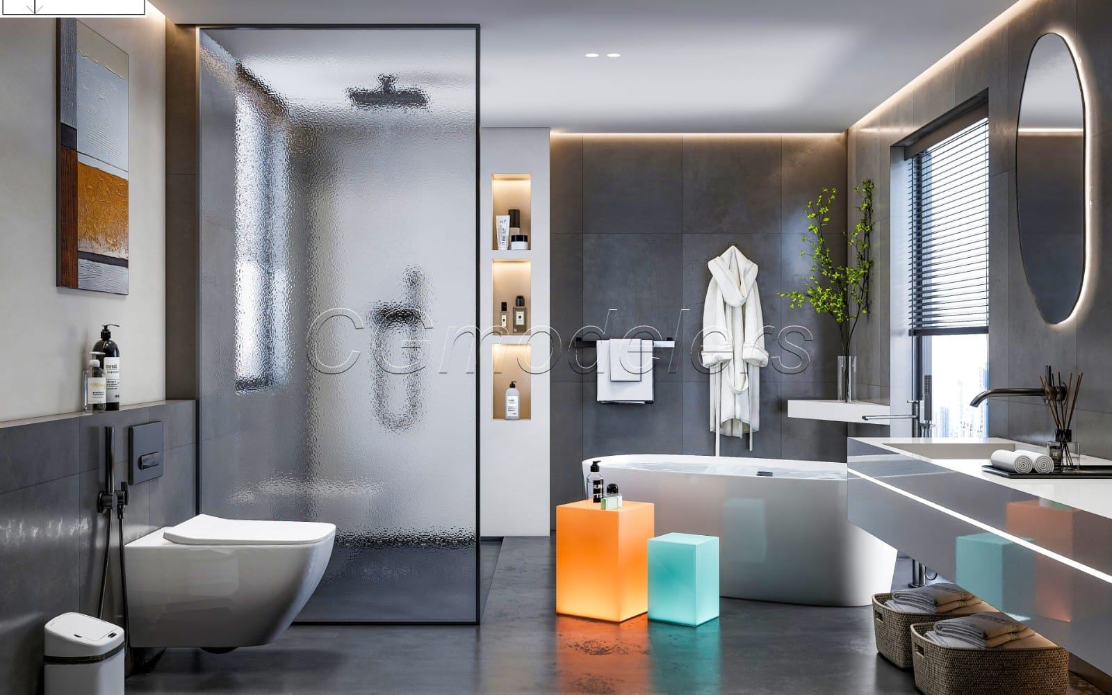 Modern Bathroom 3D Model RENDER-READY | SketchUp + Enscape scene 6