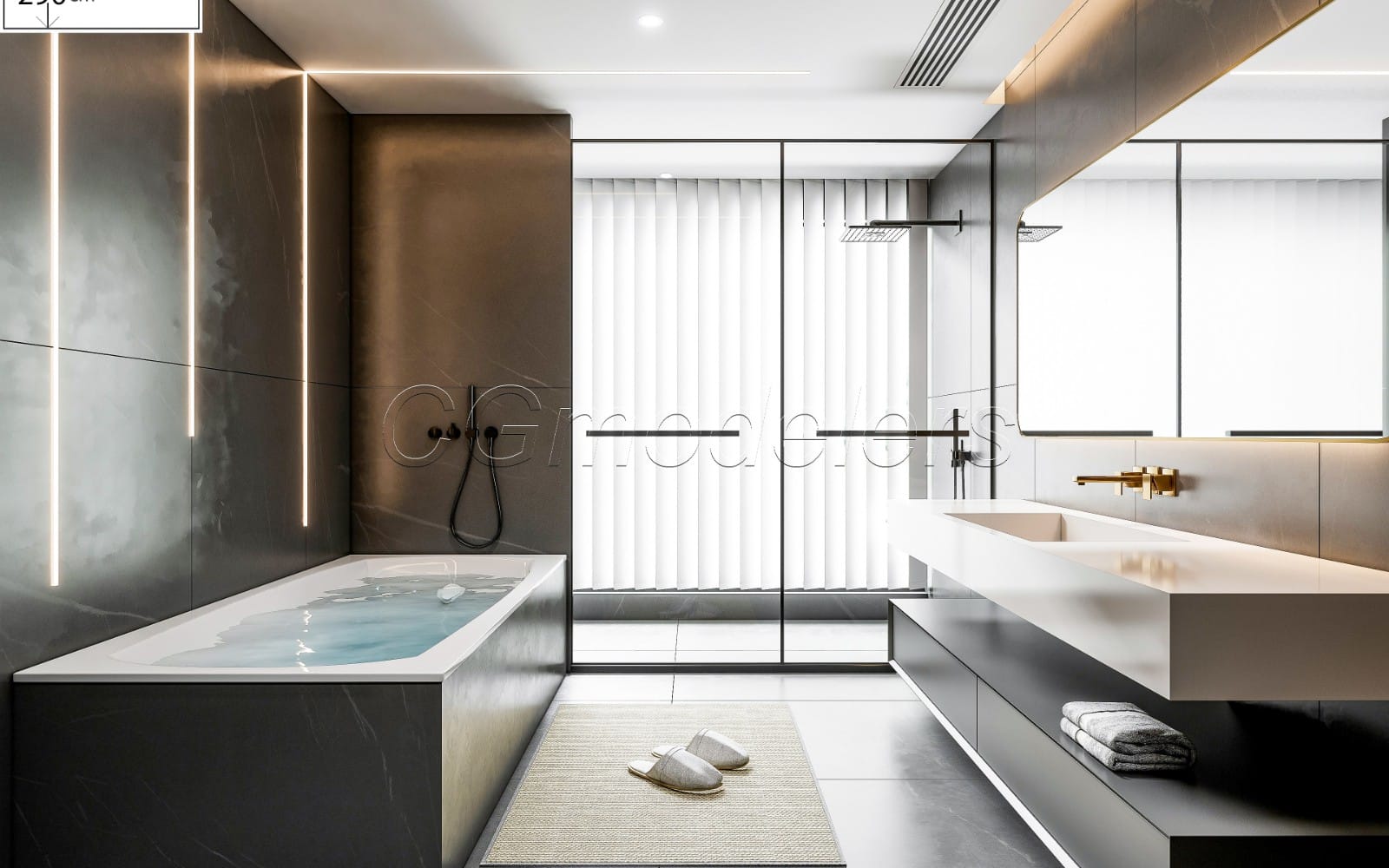SketchUp Bathroom Model Scene 32 | Enscape Render Ready | Full Lighting & PBR