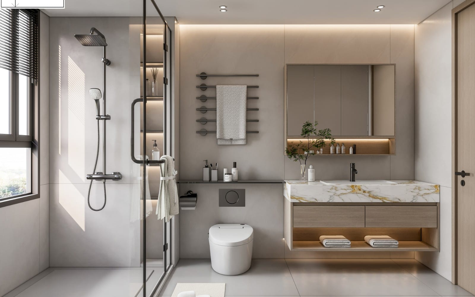 RENDER-READY Modern Bathroom 3D Model | SketchUp + Enscape scene 10