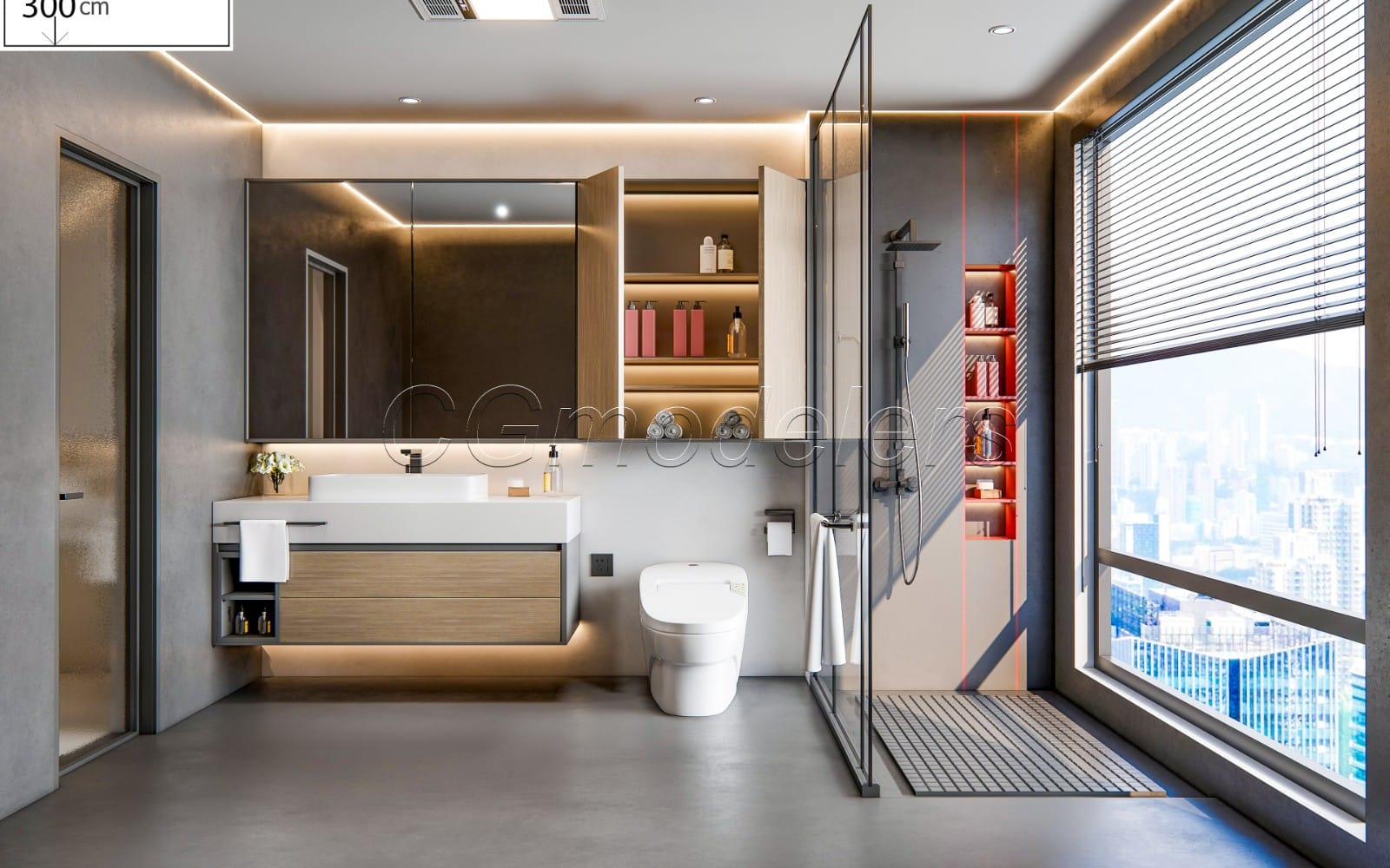 Modern Bathroom 3D Model RENDER-READY | SketchUp + Enscape scene 8