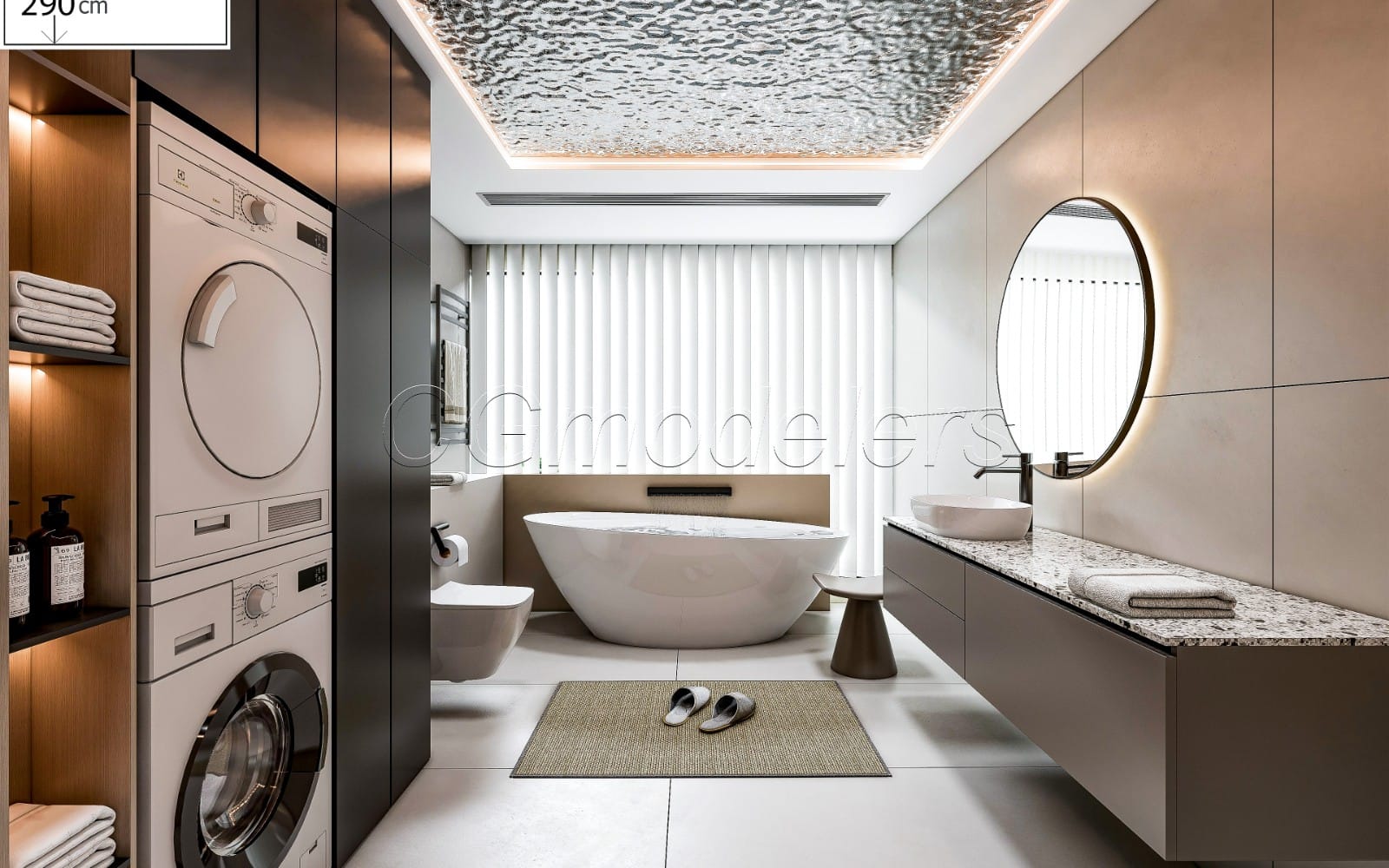 SketchUp Bathroom Model Scene 28 | Enscape Render Ready | Full Lighting & PBR