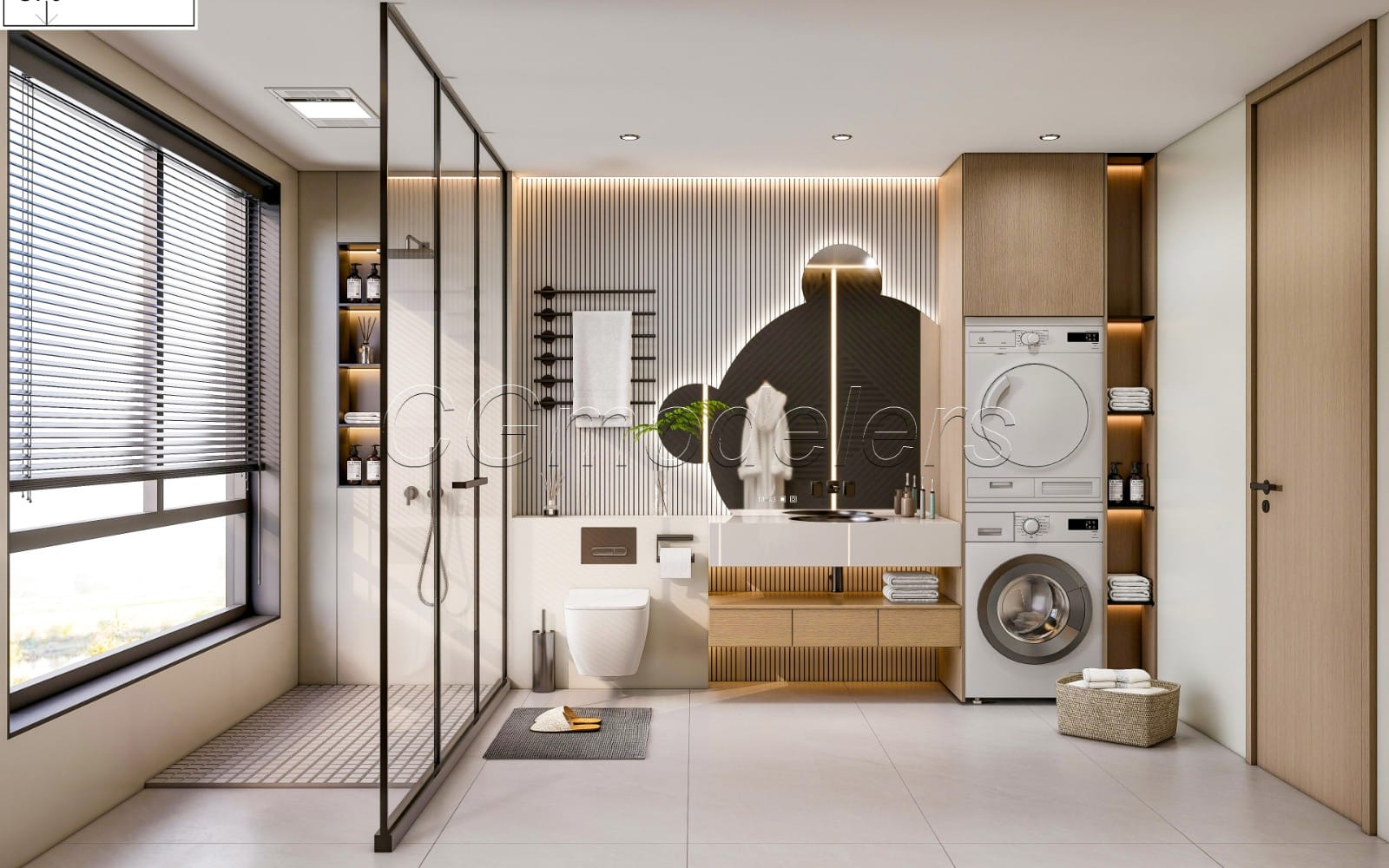 RENDER-READY Modern Bathroom 3D Model | SketchUp + Enscape scene 9