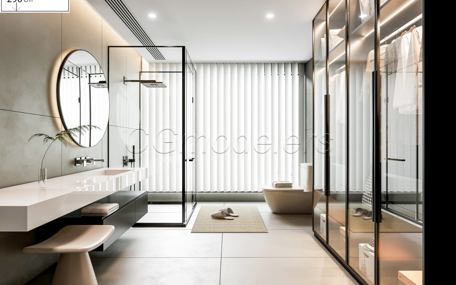 SketchUp Bathroom Model Scene 35 | Enscape Render Ready | Full Lighting & PBR