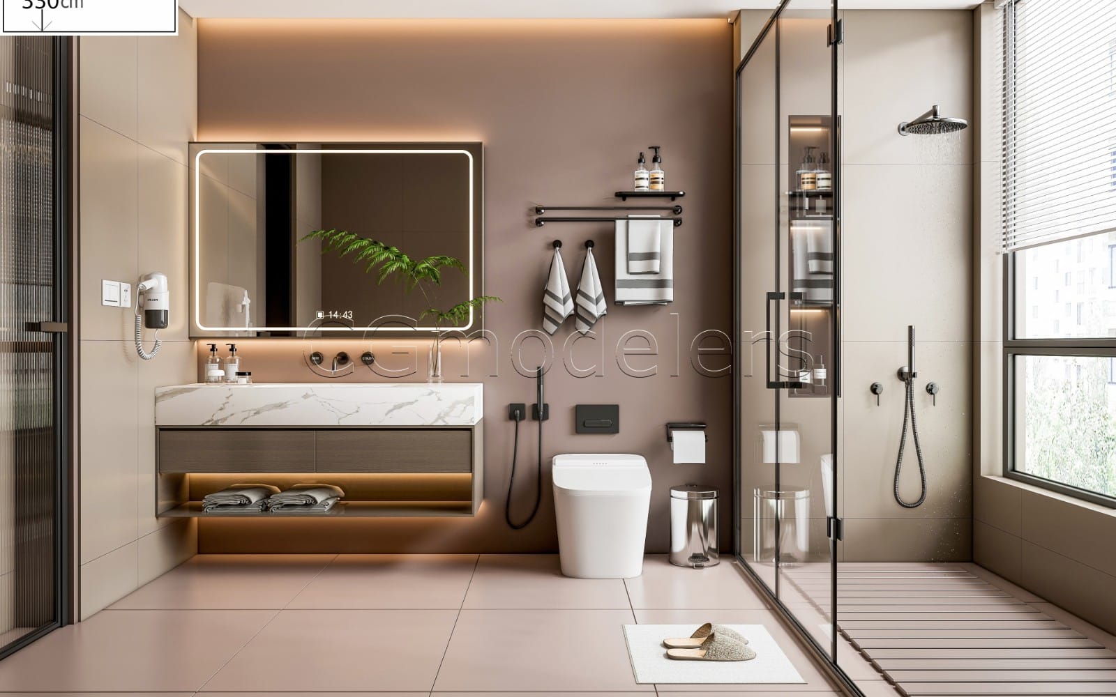 SketchUp + Enscape Bathroom Scene 54 | Render Ready 3D Model | PBR & Lighting