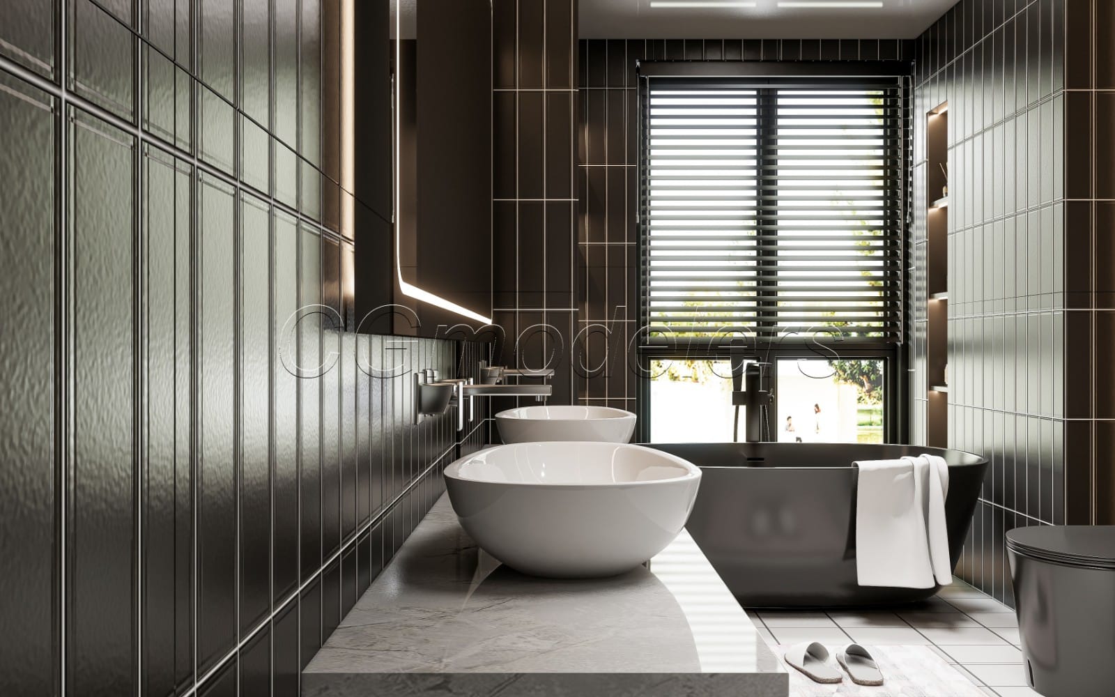 Modernes Badezimmer 3D-Modell | SketchUp + Enscape kompatibel Vollständige Beleuchtung + PBR-Materialien 18