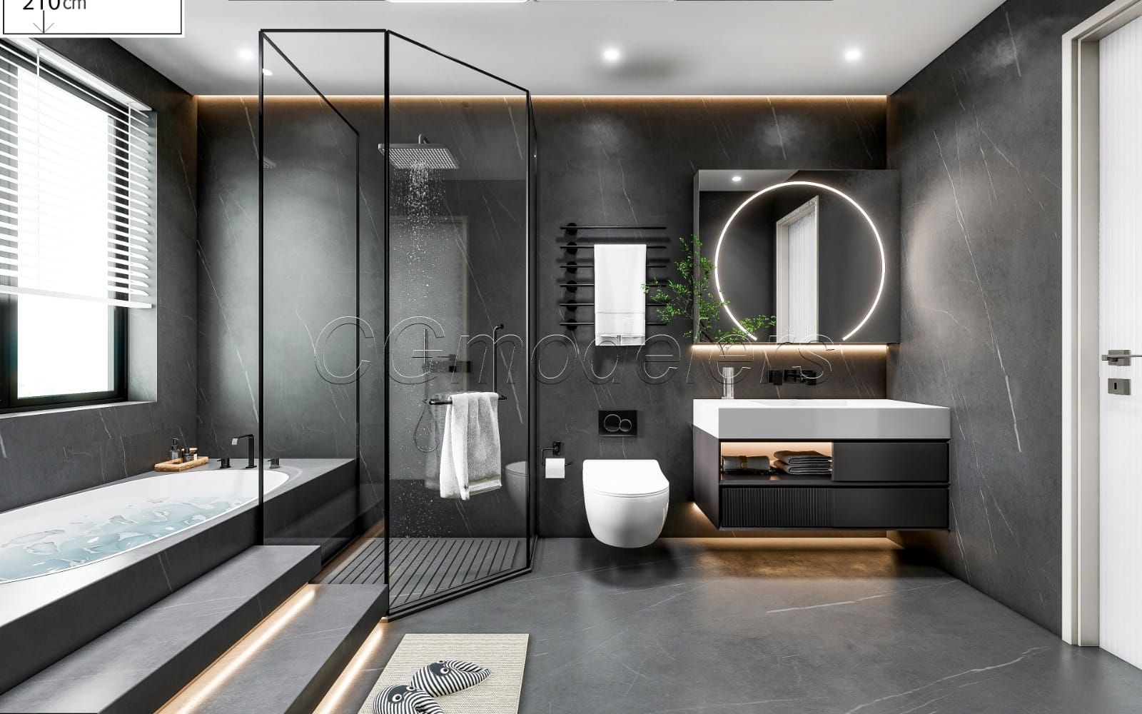 SketchUp Bathroom Model Scene 36 | Enscape Render Ready | Full Lighting & PBR