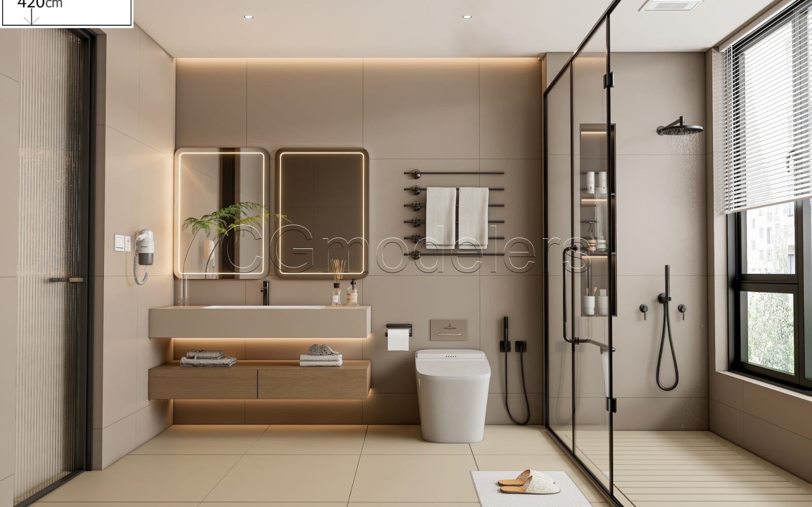 SketchUp + Enscape Bathroom Scene 57 | Render Ready 3D Model | PBR & Lighting
