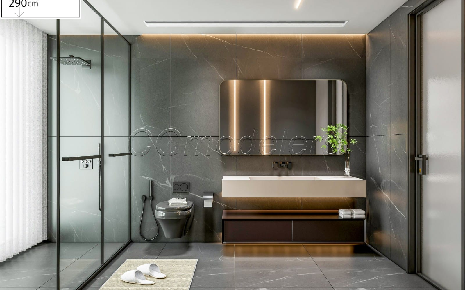 Modernes Badezimmer 3D-Modell | SketchUp + Enscape kompatibel Vollständige Beleuchtung + PBR-Materialien 20