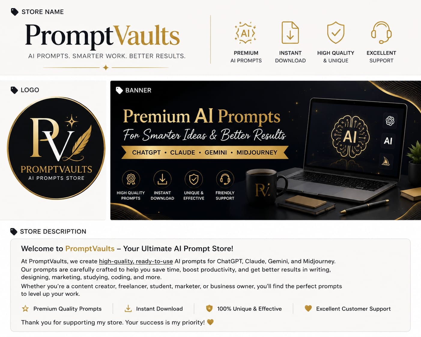 AI prompts vault store banner