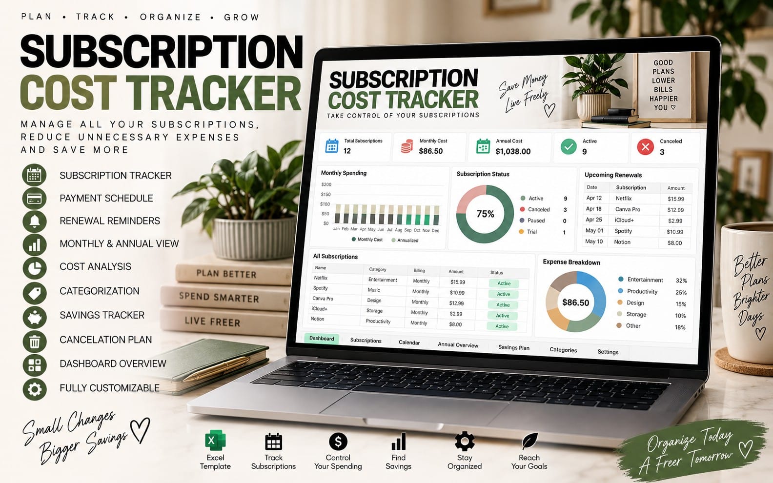 Debt Payoff Tracker Excel spreadsheet template for tracking debts, payments, balances and payoff progress