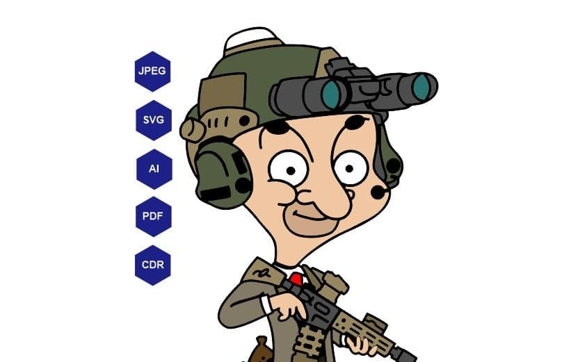 Digital Tactical Design Vecor Files Mr Bean Vector Art Funny Militia Illustration