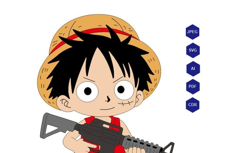 Digital Tactical Design Vector Files Luffy One Peace Militia Art | Anime Military