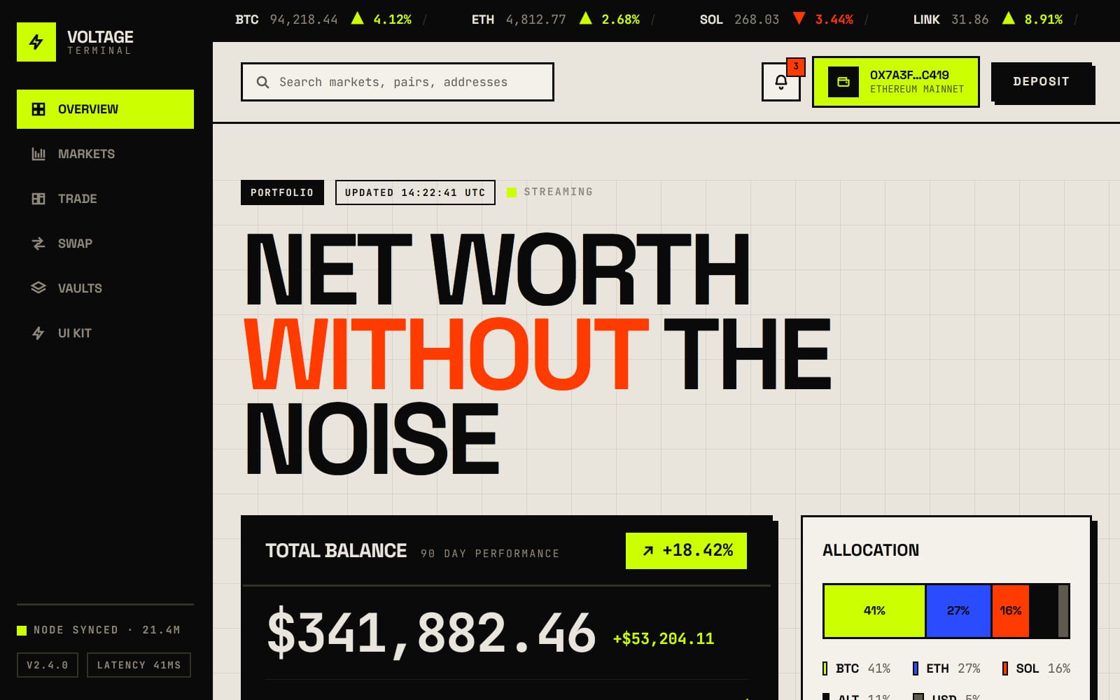 {EXTENDED} Voltage Terminal - Crypto & Web3 Dashboard Template (Next.js + Tailwind)