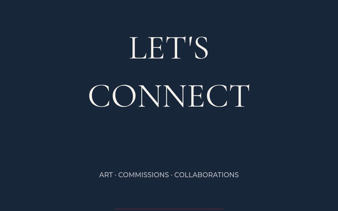 Dark blue cover graphic with title Let’s Connect and subtitle for an artist’s journal design