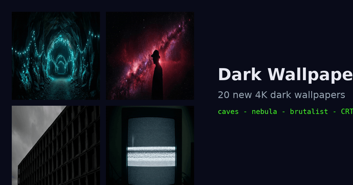 Free sample of Dark Wallpaper Pack Vol.3: a bioluminescent cave wallpaper and a green terminal scanline wallpaper