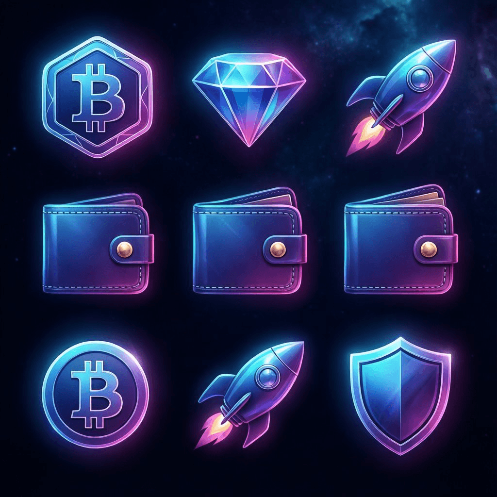 Web3 Logo Mega-Pack cover — grid of glowing crypto logo icons