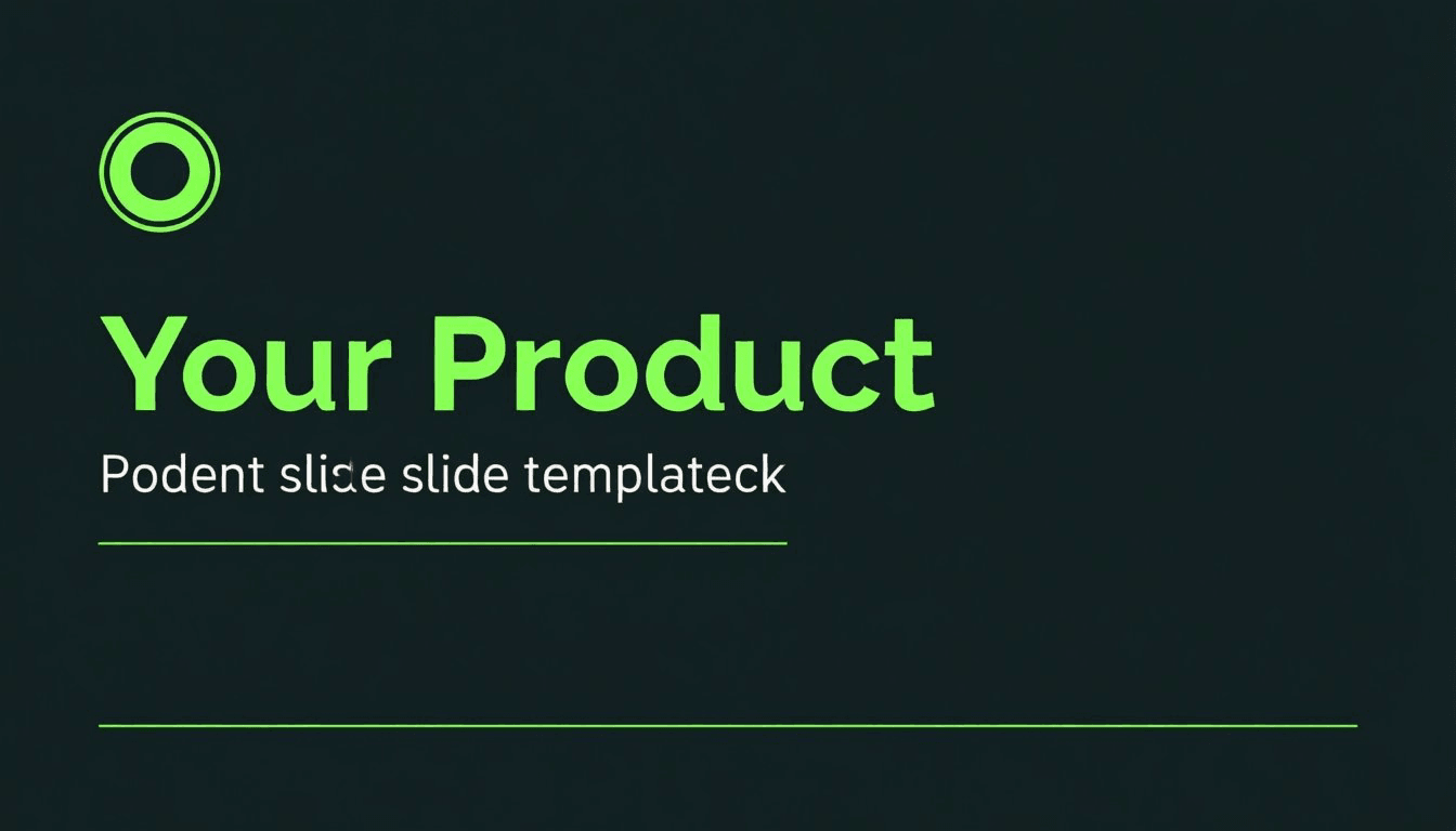 Pitch Deck Slide Pack cover: dark slide template with green accent