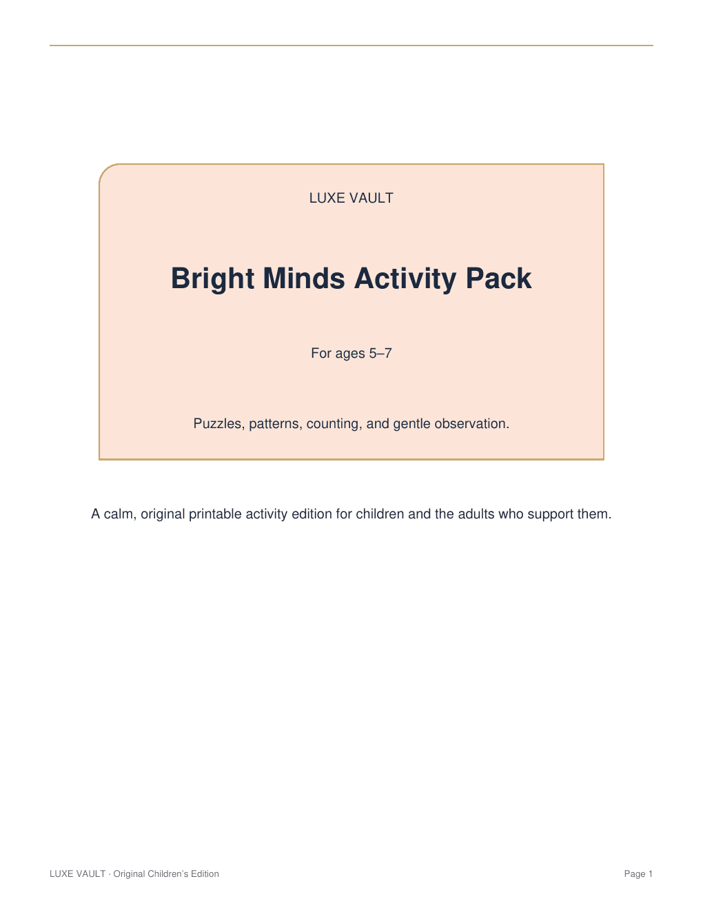 Bright Minds Activity Pack