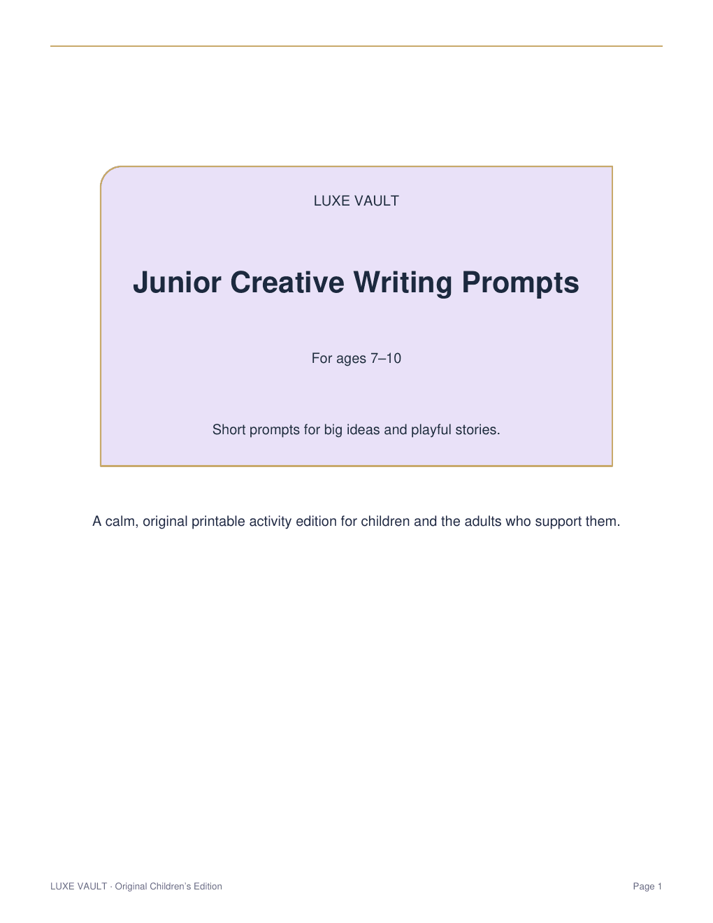 Junior Creative Writing Prompts