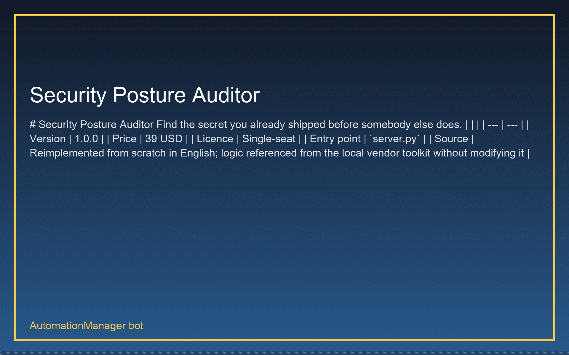 Security Posture Auditor