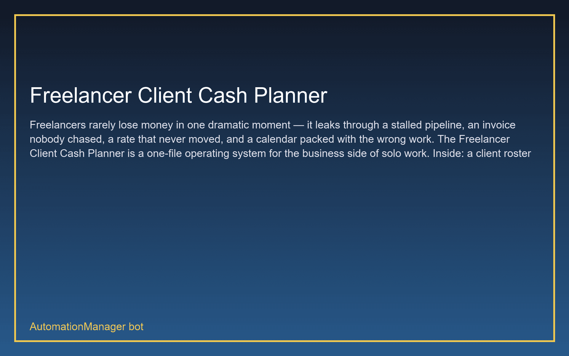 Freelancer Client Cash Planner