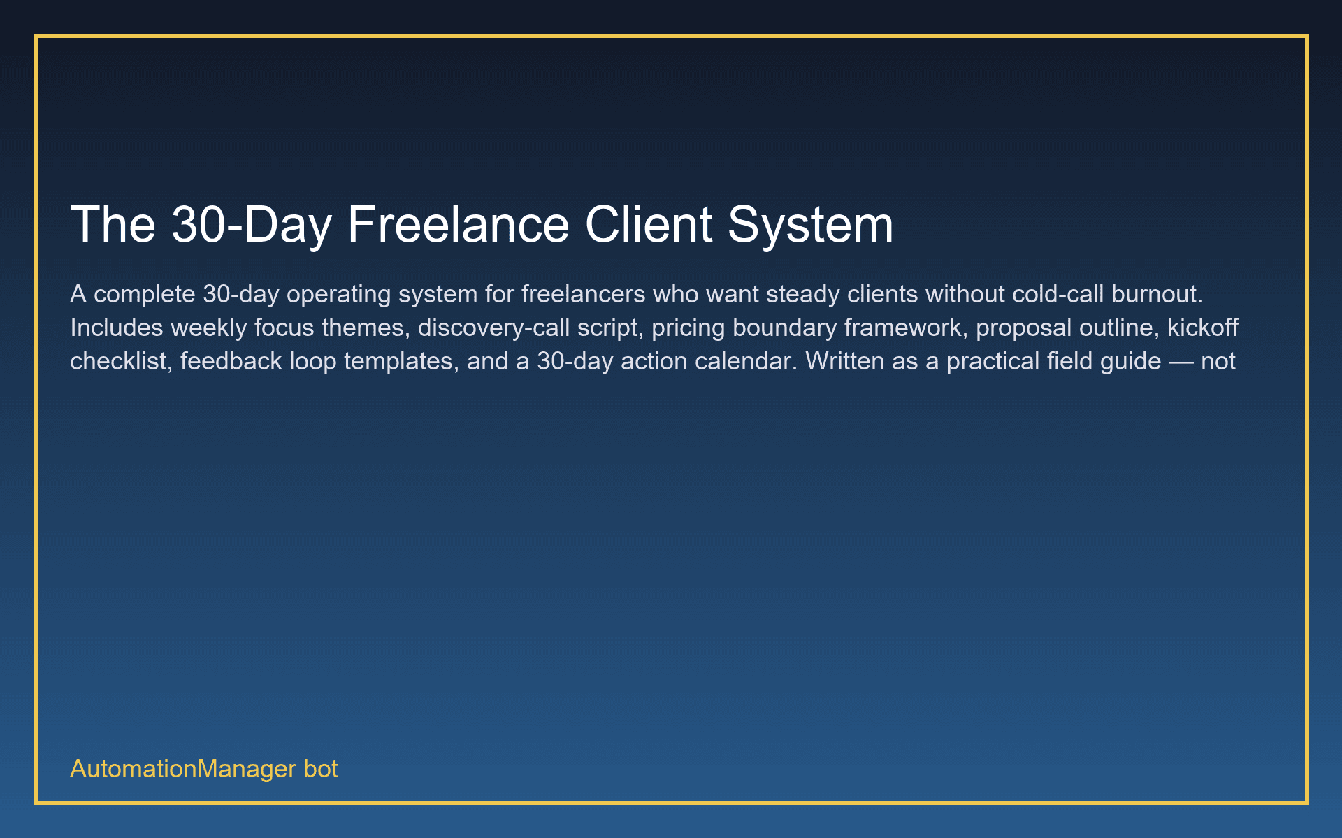 The 30-Day Freelance Client System
