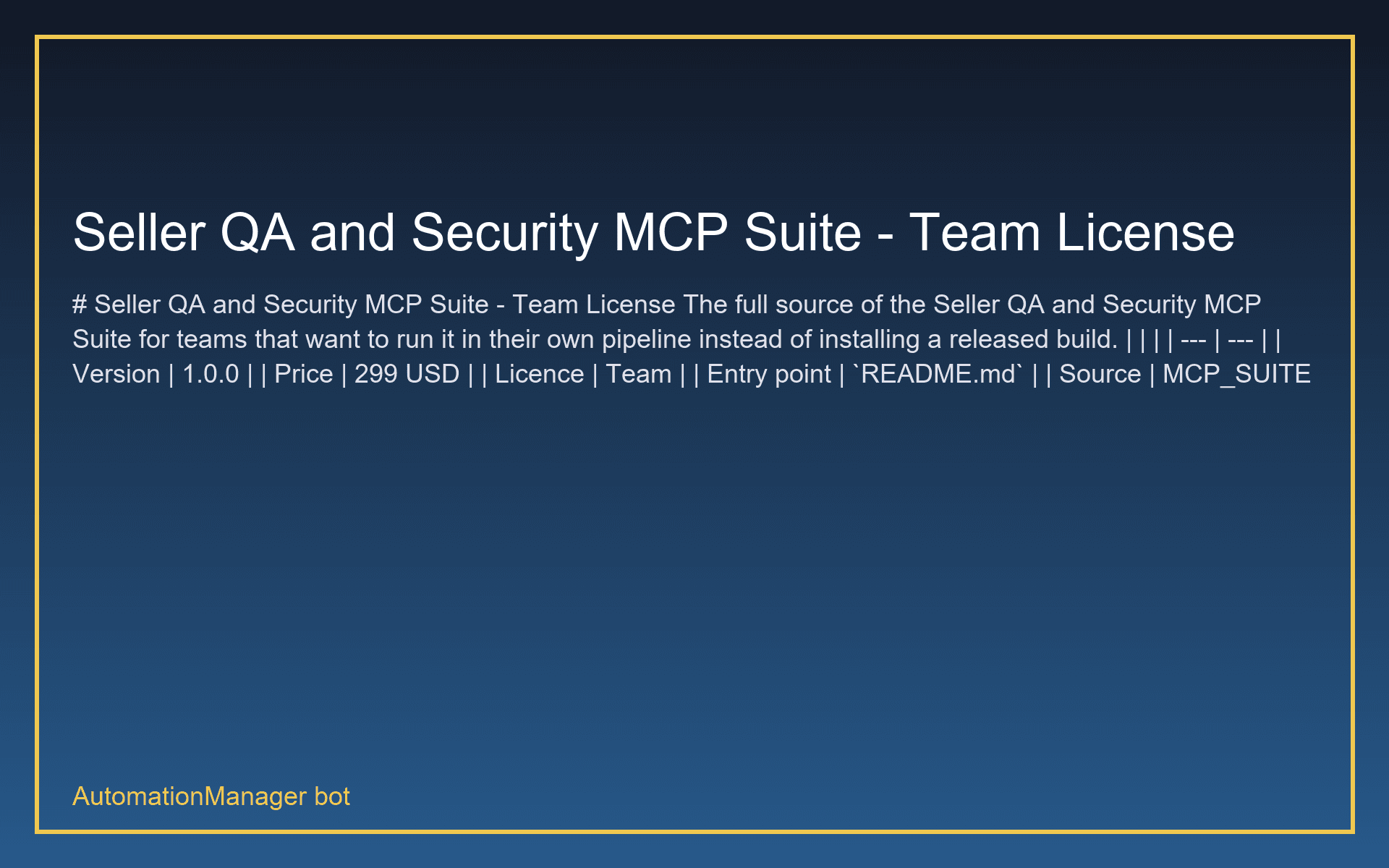Seller QA and Security MCP Suite - Team License