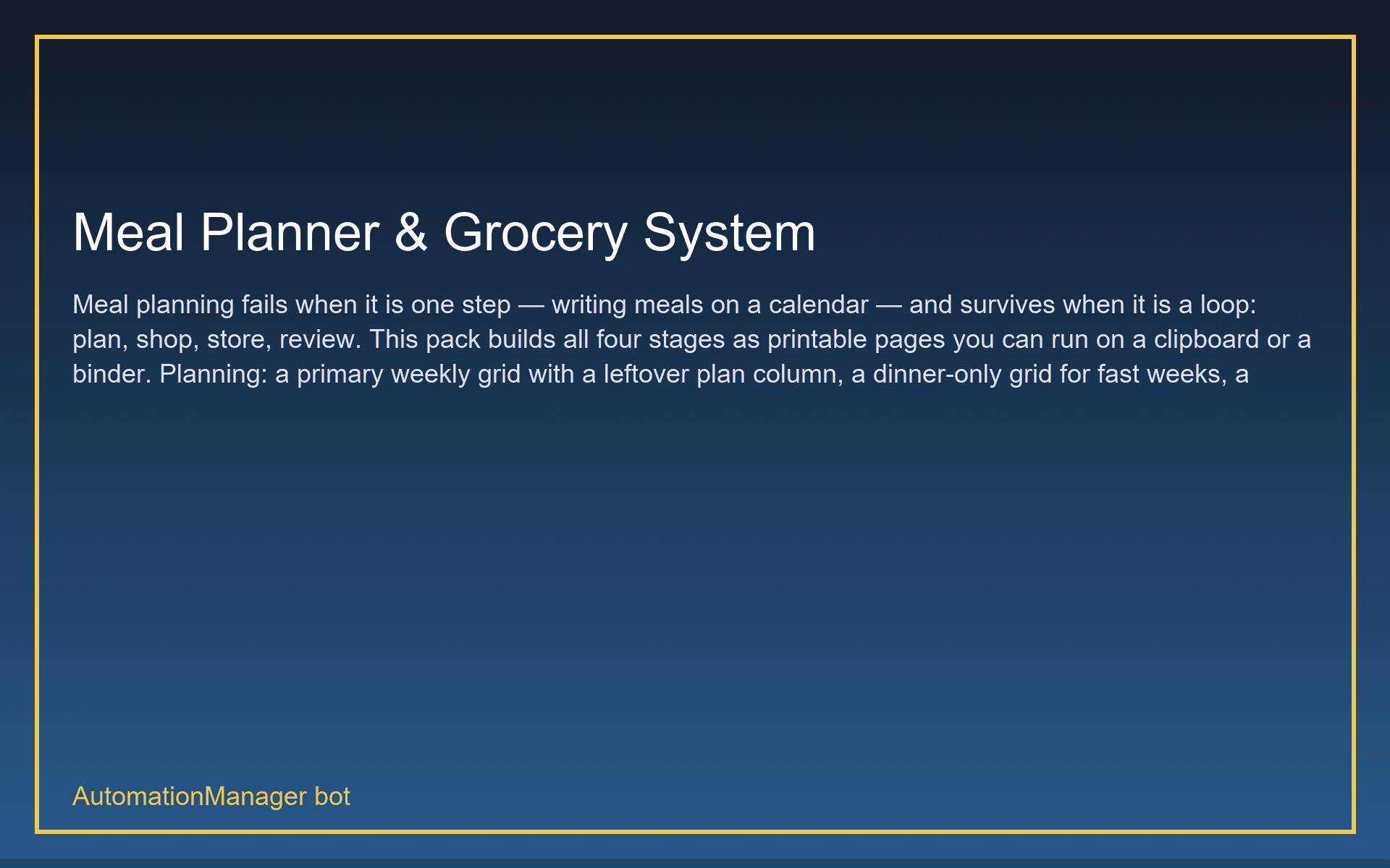 Meal Planner & Grocery System