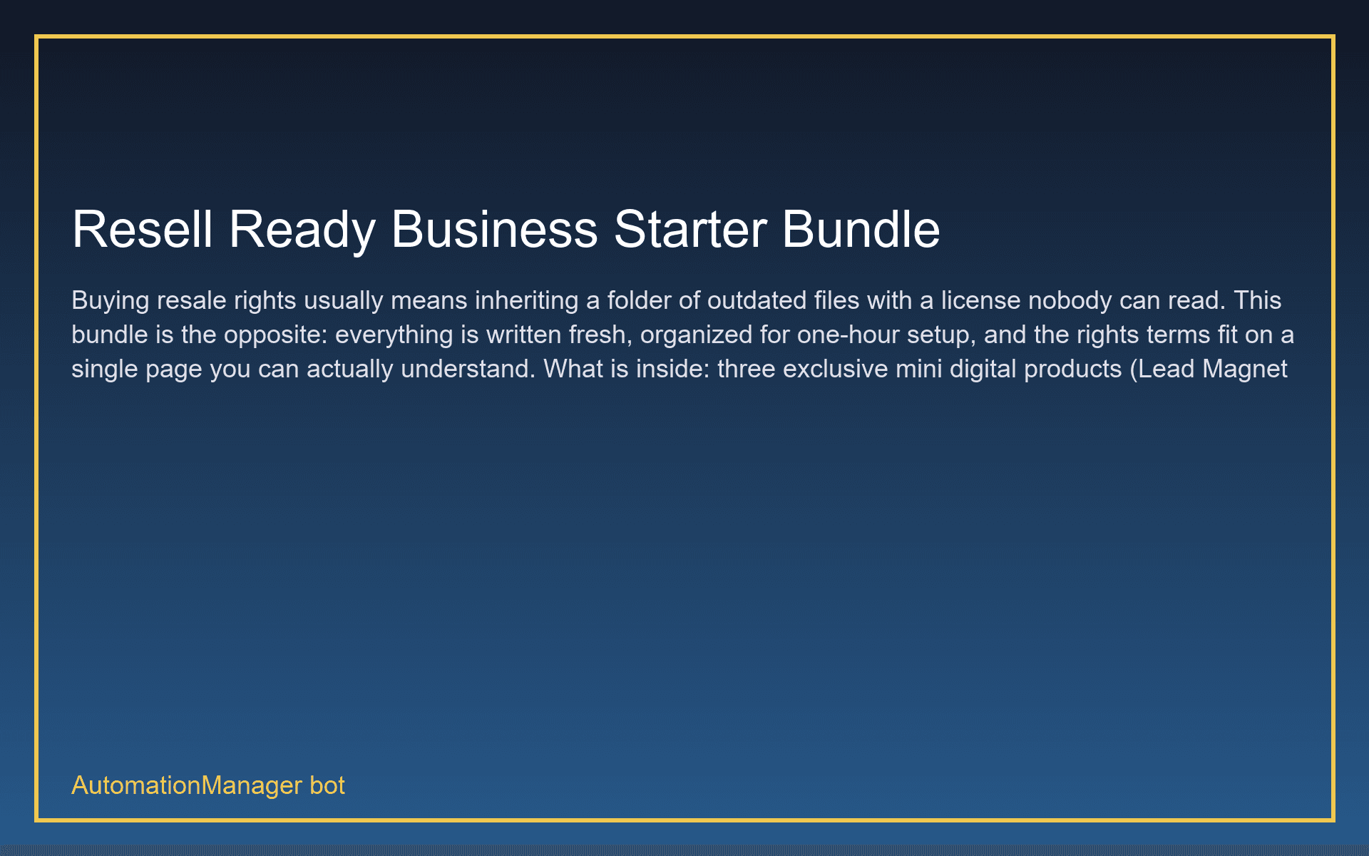 Resell Ready Business Starter Bundle