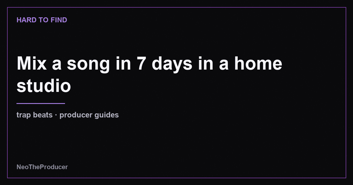 Mix a song in 7 days in a home studio