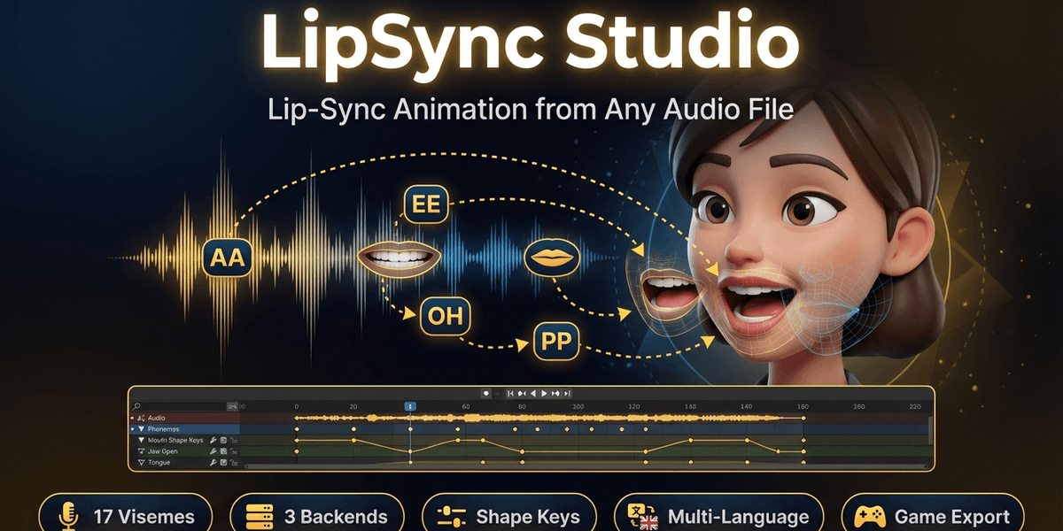 LipSync Studio — Audio-Driven Mouth Animation for Blender