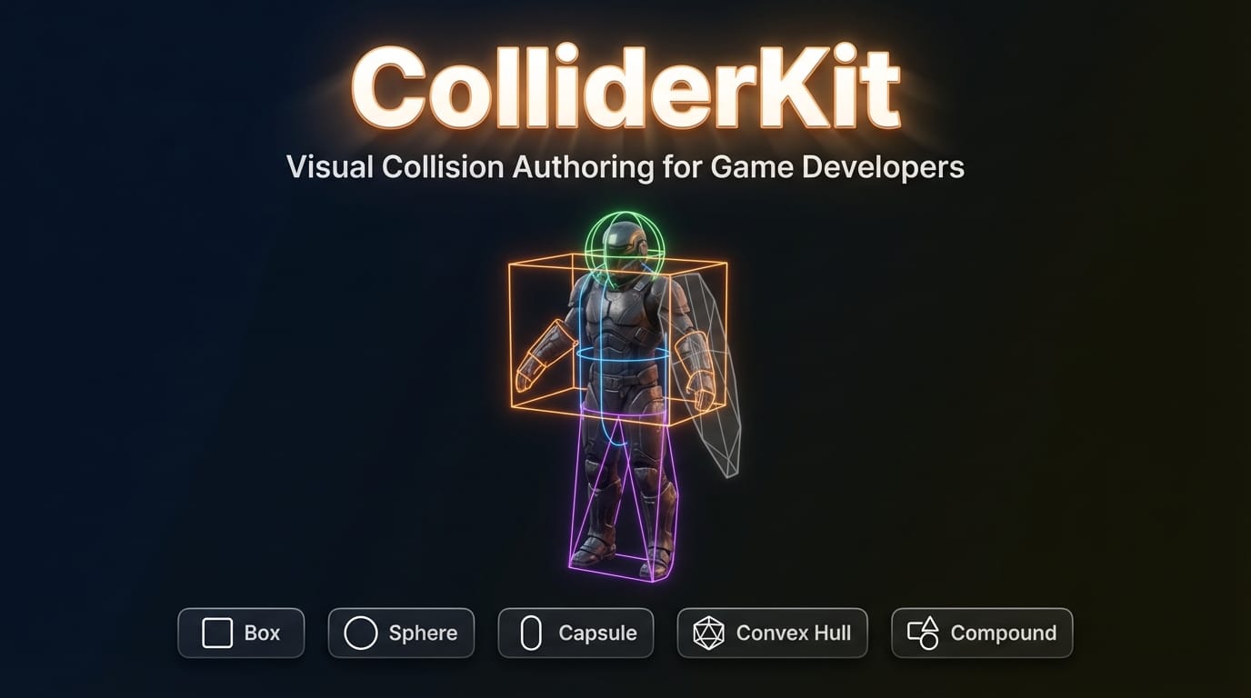 ColliderKit — Game-Ready Collision Mesh Authoring (Unity / Unreal / Godot)
