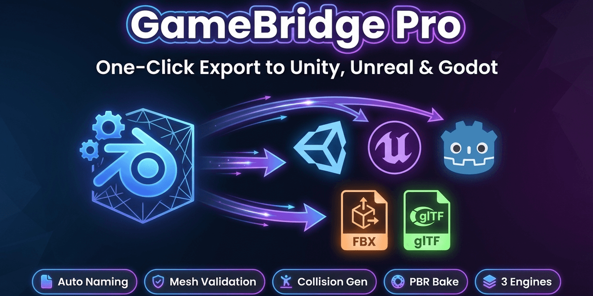 GameBridge Pro — One-Click Blender Export to Unity, Unreal & Godot