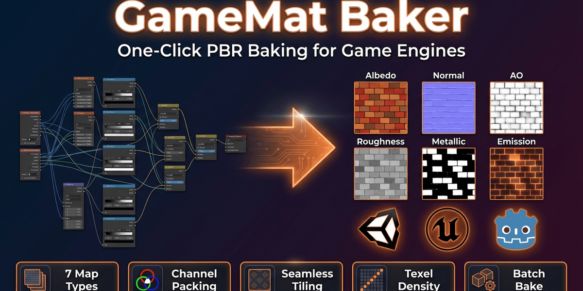 GameMat Baker — Non-Blocking PBR Baking for Unity / Unreal / Godot