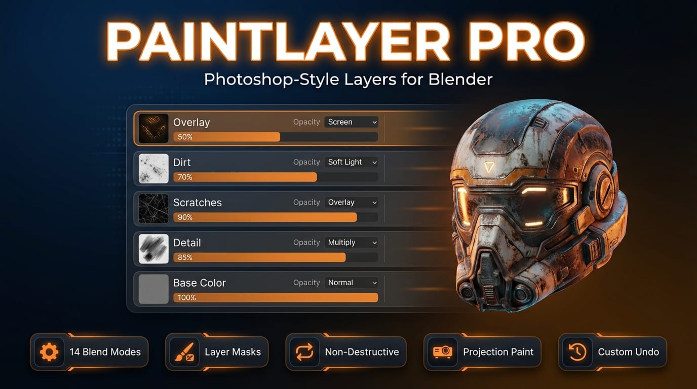 PaintLayer Pro — Photoshop-Style Layers for Blender Texture Painting