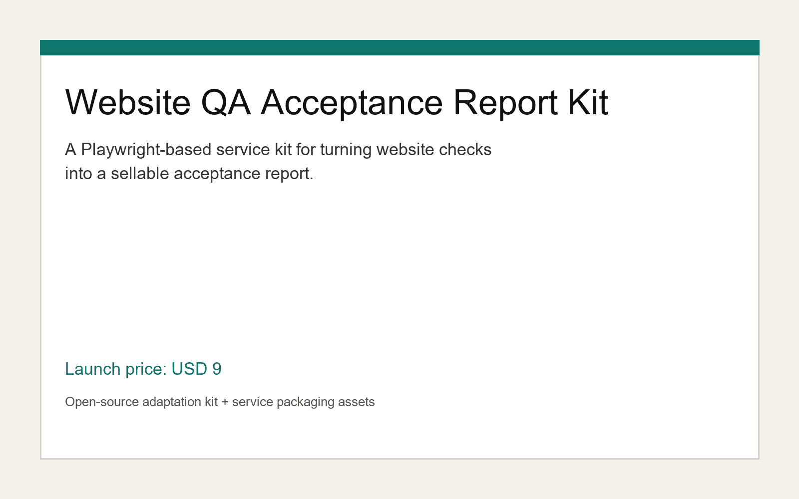 Website QA Acceptance Report Kit