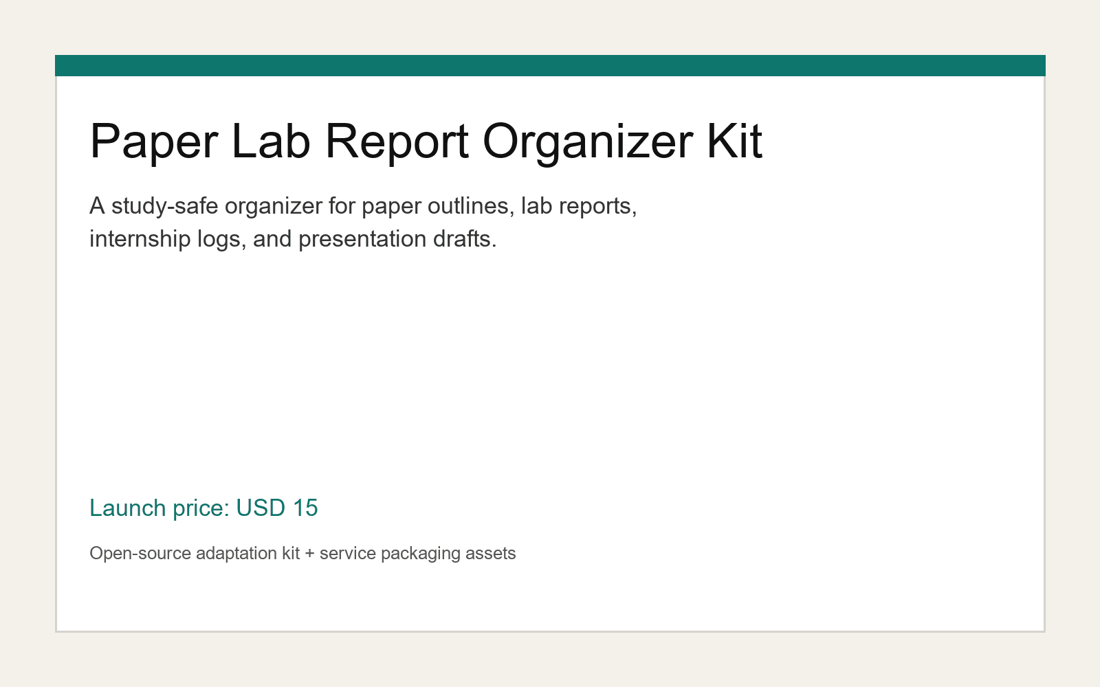 Paper Lab Report Organizer Kit