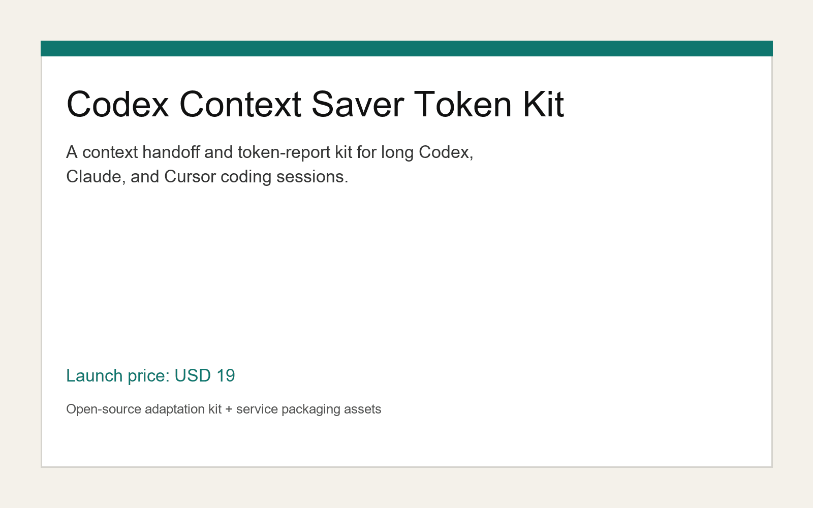 Codex Context Saver Token Kit