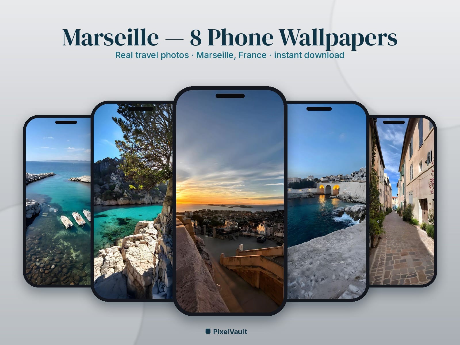 Marseille Phone Wallpaper Pack — 8 Real Travel Photos | Aesthetic iPhone & Android Lock Screen — preview 1