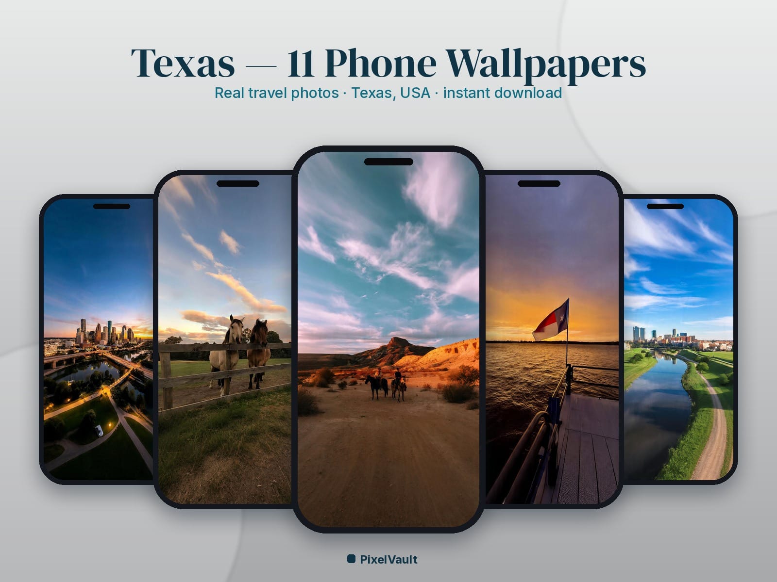 Texas Phone Wallpaper Pack — 11 Real Travel Photos | Aesthetic iPhone & Android Lock Screen — preview 1
