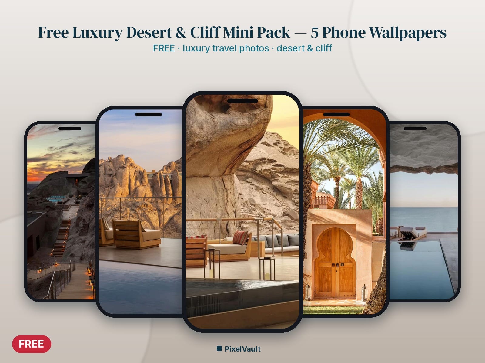 FREE Luxury Desert & Cliff Phone Wallpapers — 5 HD Travel Photos Mini Pack | iPhone & Android Lock Screen — preview 1
