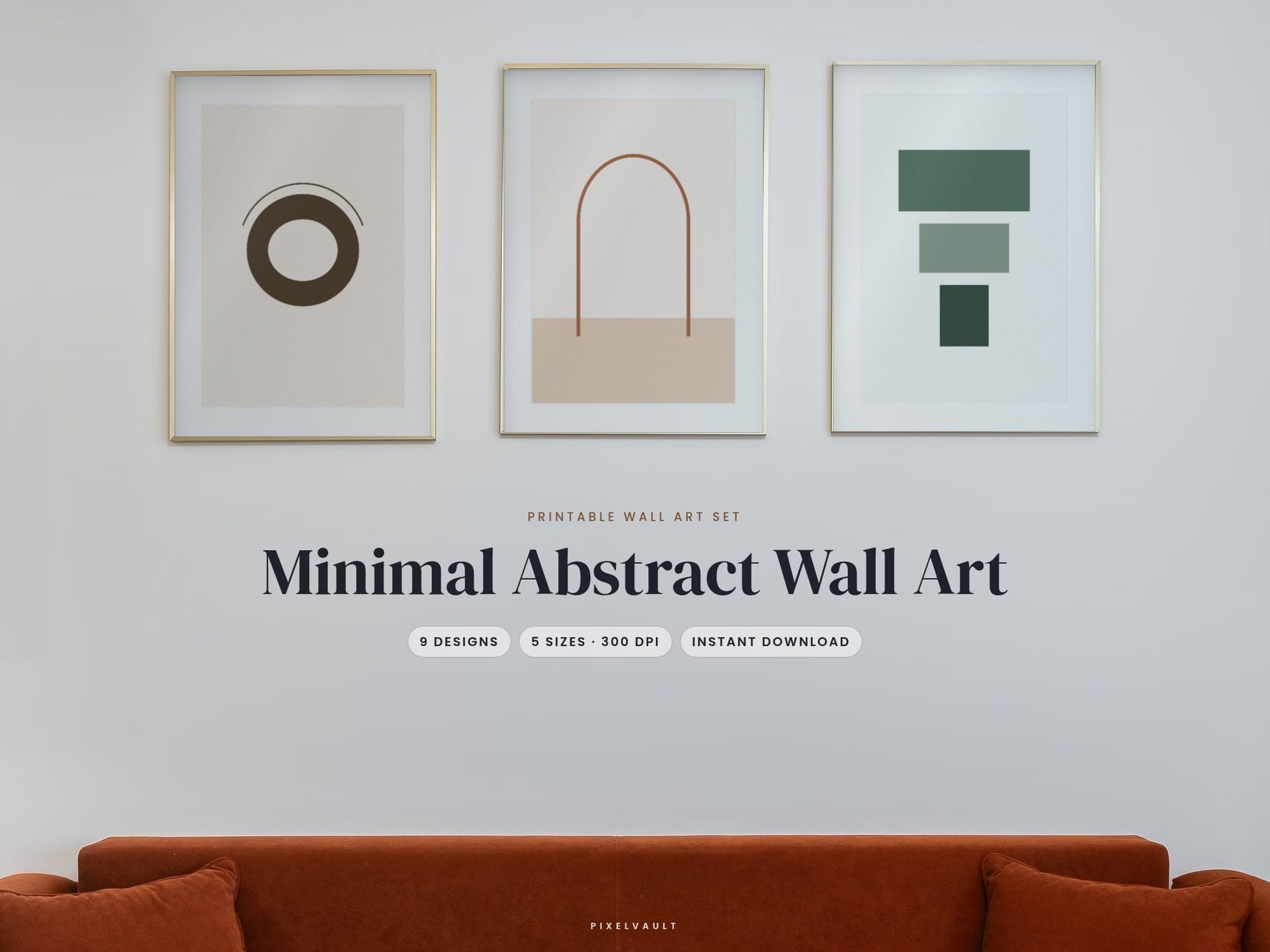 Minimal Wall Art Printable Set | 9 Abstract Prints | 300 DPI | 5 Sizes (24x36, 18x24, 16x20, A1, 11x