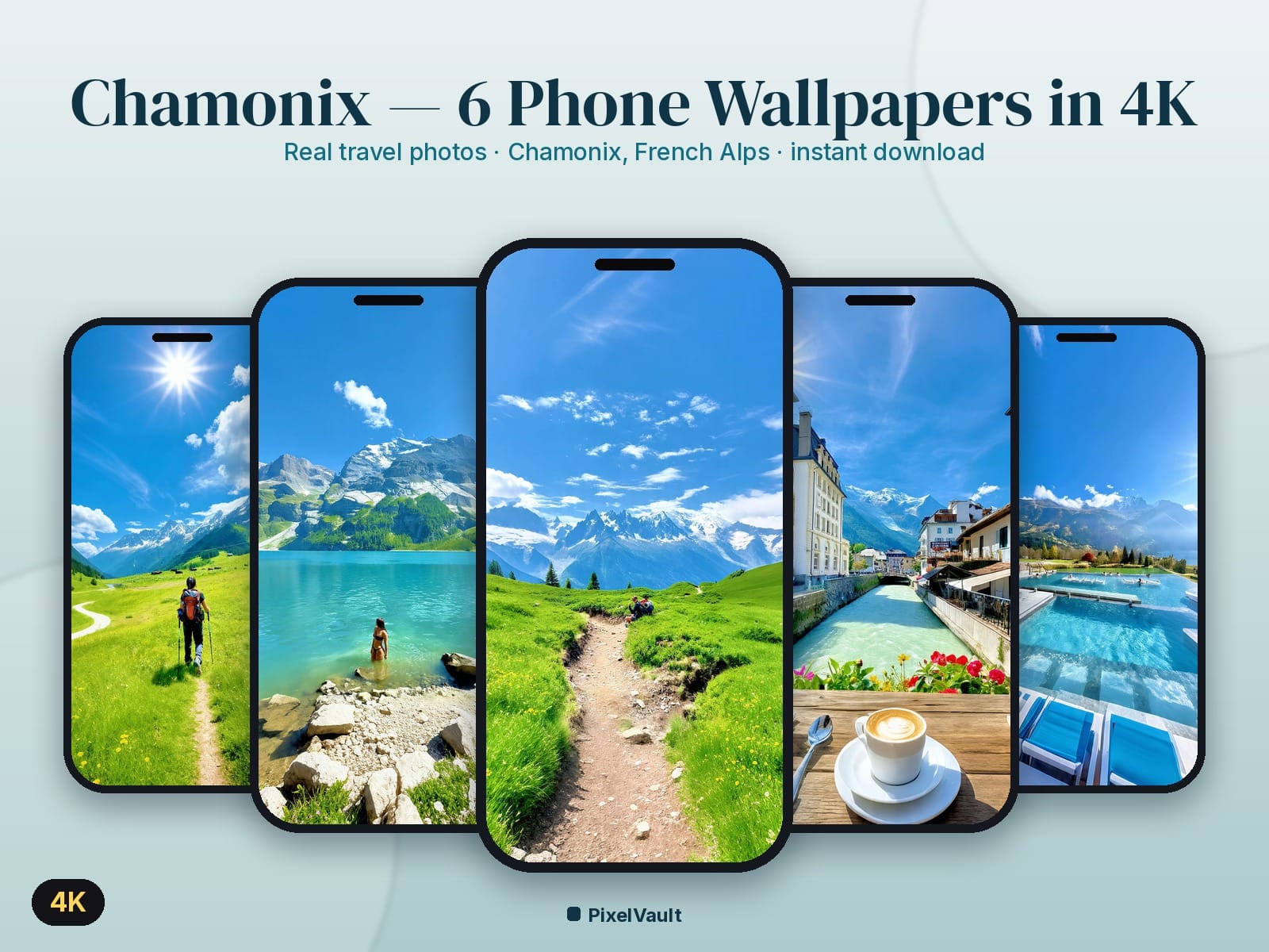 Chamonix 4K Phone Wallpaper Pack — 6 Real Travel Photos | Aesthetic iPhone & Android Lock Screen — preview 1