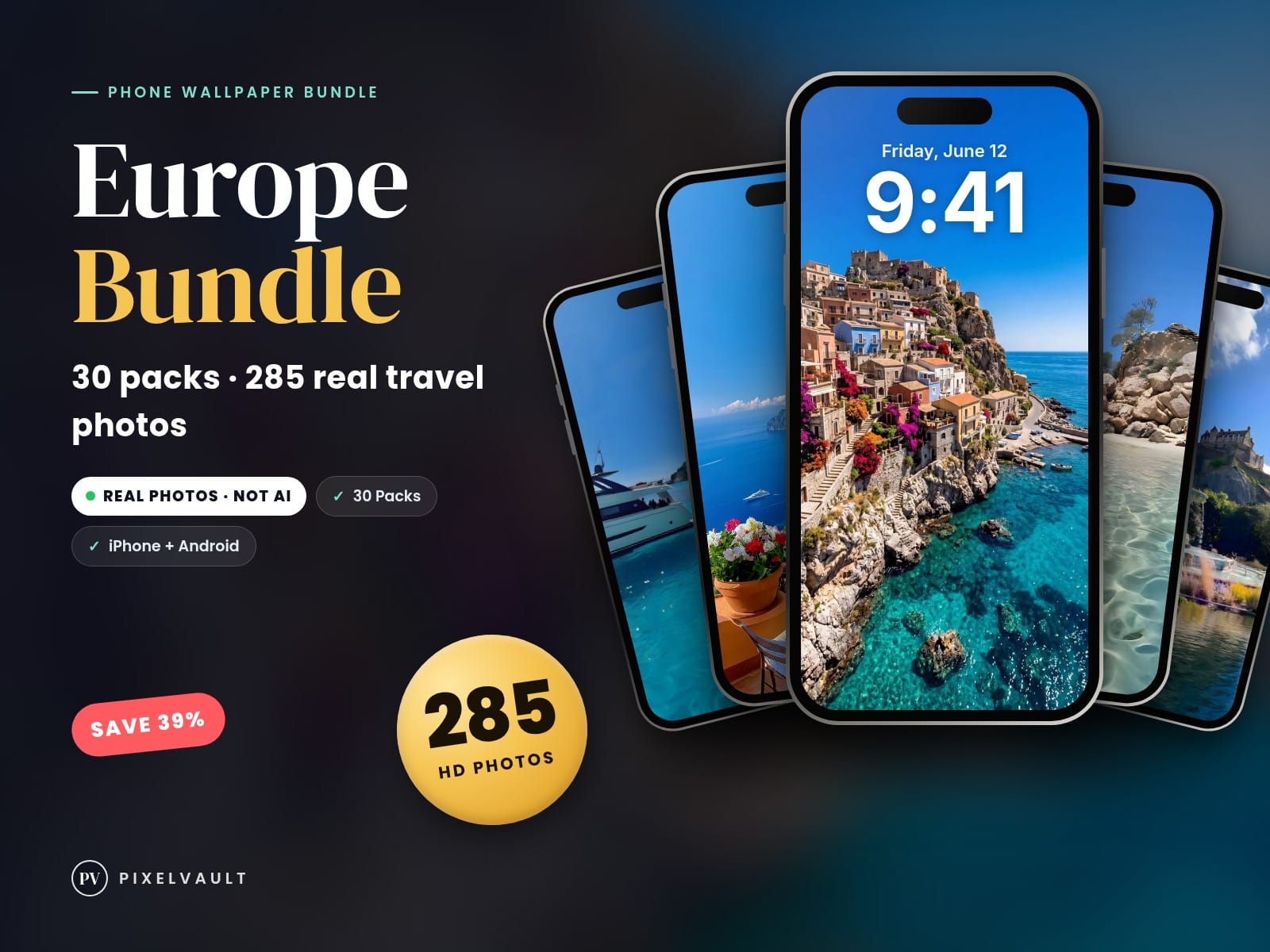 Europe Phone Wallpaper Bundle — 30 Packs, 285 Real Travel Photos | Save 39% cover (covers-v2)