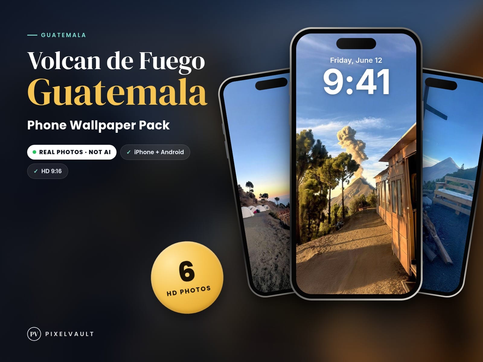 Volcan de Fuego Guatemala Phone Wallpaper Pack — 6 Real Travel Photos | Aestheti cover (covers-v2)