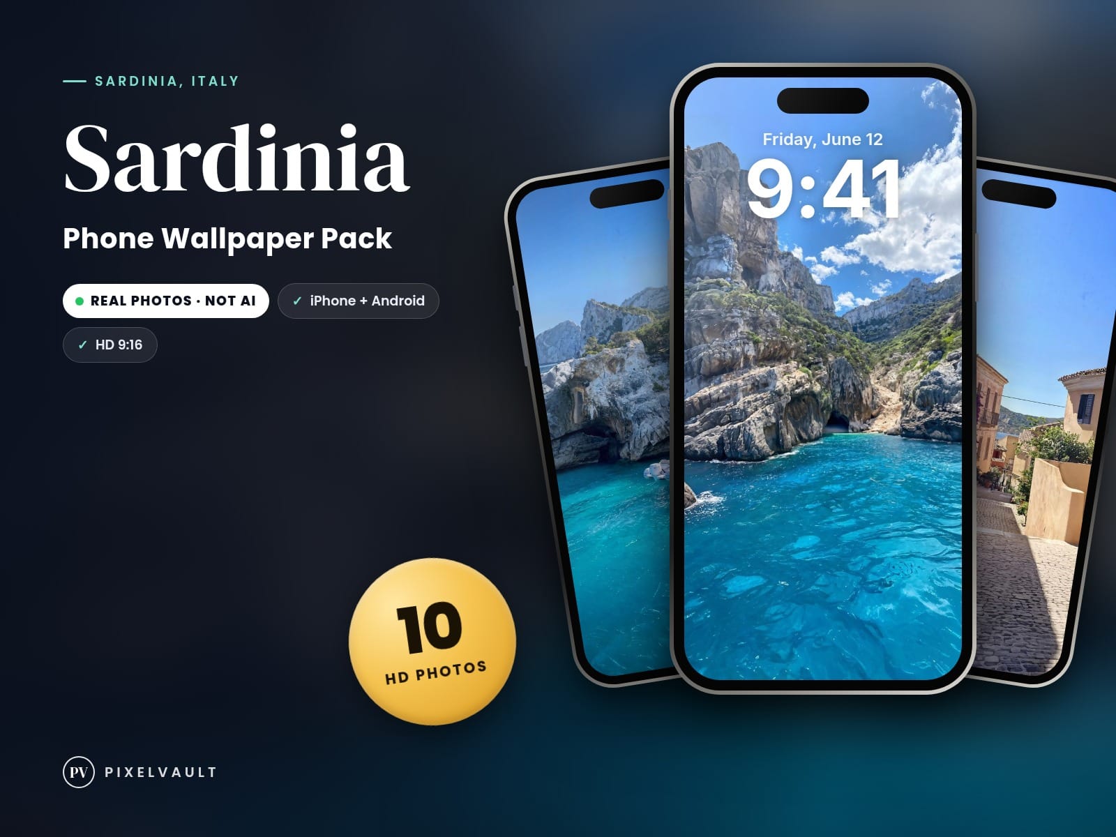 Sardinia Phone Wallpaper Pack — 10 Real Travel Photos | Aesthetic iPhone & Andro cover (covers-v2)