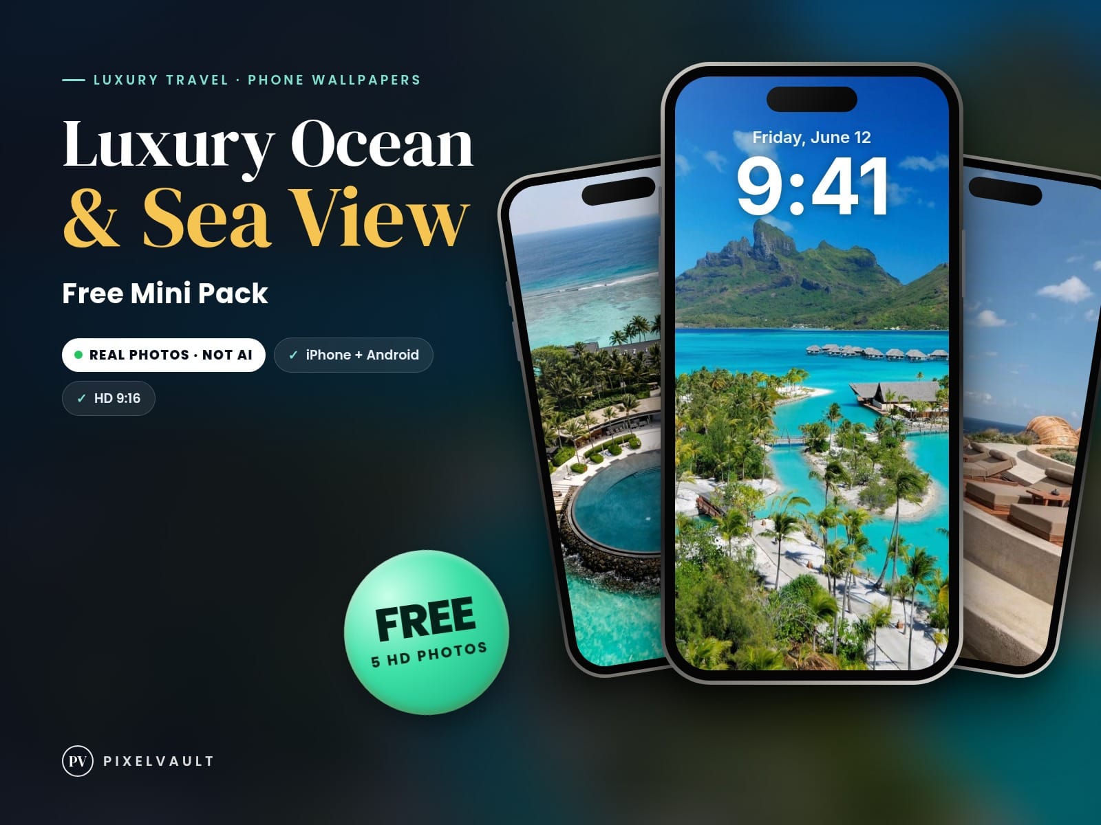 FREE Luxury Ocean & Sea View Phone Wallpapers — 5 HD Travel Photos Mini Pack | i cover (covers-v2)